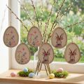 Décorations de Pâques en Bois Lapin et Fleurs, 9,5×12cm, Lot de 6 | Floristik24.fr