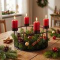 Corbeille décorative en métal noir avec porte-bougies Ø23,5cm | Floristik24.fr