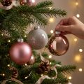 Boules de Noël en Verre Rose et Gris Argenté Ø7,5cm - Lot de 14 | Floristik24.fr