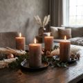 Set de 4 bougies cylindriques en cire cuivrée métallique Ø 7 x 10 cm | Floristik24.fr