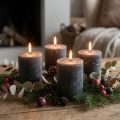 Bougies à cire teintée anthracite 70×80 mm - Lot de 4 | Floristik24.fr
