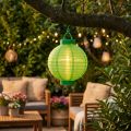 Lanterne LED solaire en nylon pliable vert Ø20 cm | Floristik24.fr