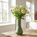 Vase décoratif en métal vert avec anse, 14 cm de diamètre, 28,5 cm de hauteur | Floristik24.fr