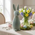 Grand lapin décoratif floqué vert gris, 47 cm | Floristik24.fr