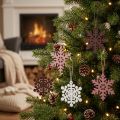 Ensemble de Flocons de Neige Décoratifs en Bois – 36 Pièces, 7-8 cm, Blanc, Rose, Violet | Floristik24.fr