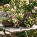 Cœur décoratif en bois et fil de fer, idéal pour décorer une table de jardin ou un mur. Lot de 3 pièces, 30 x 20 x 6 cm. | Floristik24.fr