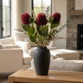Fleurs artificielles Banksia en bouquet, 58 cm, rouge vin, 3 pièces | Floristik24.fr