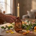 Bougeoir en verre pour bougie fine, brun, H22 cm | Floristik24.fr