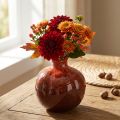 Vase décoratif grenade en céramique rouge marron Ø10,5cm H12cm | Floristik24.fr