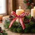 Ruban de Noël rouge avec maisons blanches 15 mm 20 m | Floristik24.fr