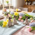 Figurines en céramique Lapins de Pâques marron et gris H7cm – Lot de 6 | Floristik24.fr
