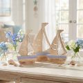Décoration Bateau en Bois Naturel et Bleu Clair 25,5 × 16,5 cm – Lot de 3 | Floristik24.fr