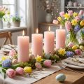 Set de 4 Bougies Cylindriques Teintées Rose Clair 50x100mm | Floristik24.fr