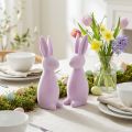 Figurines décoratives lapins recouverts de velours – Lot de 2 – Rose clair – 8 × 10 × 29 cm | Floristik24.fr