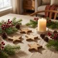Lot de 12 étoiles en bois brûlé décoratives 5,5 cm | Floristik24.fr
