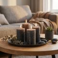 Bougies cylindriques anthracite en cire pleine 60×80 mm - Lot de 4 | Floristik24.fr