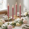 Bougies coniques couleur unie vieux rose 34mm x 300mm 4 pcs | Floristik24.fr