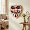 Porte-photos mural en forme de cœur avec pinces rouges et fond noir, 30 cm | Floristik24.fr