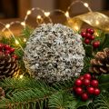 Boule décorative blanche effet neige Ø10cm avec suspension | Floristik24.fr