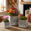 Set de 3 jardinières en bois avec décor champignons métalliques, gris 20/16/12 cm | Floristik24.fr