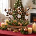 Brins décoratifs artificiels de Noël avec pommes de pin, coton et baies, 29 cm, lot de 3 | Floristik24.fr