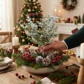 Branche de faux eucalyptus enneigée 48 cm pour décoration hivernale | Floristik24.fr