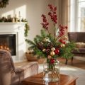 Branche Décorative Artificielle avec Baies Rouges pour Noël 74 cm | Floristik24.fr
