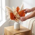 Éventails de Feuilles de Palmier Séchées Orange – Lot de 65 | Floristik24.fr