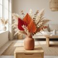 Mini palmes décoratives rouges et oranges en feuilles naturelles - Lot de 100 | Floristik24.fr