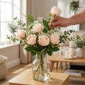 Bouquet de roses artificielles roses 44 cm - Lot de 6 | Floristik24.fr