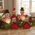 Set de 9 Figurines Décoratives Bonhommes de Neige en Bois 10 cm | Floristik24.fr