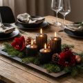 Bougies cylindriques noires avec rainures 70x90 mm - Lot de 4 | Floristik24.fr