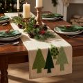Tissu de table Noël avec motifs sapins verts 140 x 41,5 cm | Floristik24.fr