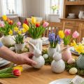 Figurines décoratives Lapins de Pâques en céramique à pois - 17 cm - Lot de 2 | Floristik24.fr