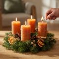 Bougies cylindriques orange foncé effet rustique 60x100 mm - Lot de 4 | Floristik24.fr