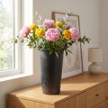 Vase noir en plastique marbré anthracite Ø17,5cm H28cm | Floristik24.fr