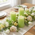 Bougies cylindriques vert lime 60×100mm, décoratives, lot de 4 | Floristik24.fr