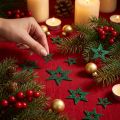Décoration étoiles en bois vert scintillant 3-5 cm - Lot de 48 | Floristik24.fr