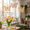 Décorations suspendues papillons en bois orange, rose et jaune 12 cm - Lot de 12 | Floristik24.fr