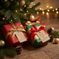Étiquettes de Noël à personnaliser Renne avec cordelette 5,5 x 8,5 cm - Lot de 4 | Floristik24.fr