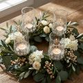 Photophore Verre à bougie et piquets Argent Ø5,5cm H8cm 4pcs | Floristik24.fr