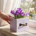 Boîte en bois style shabby chic lila avec poignée - 12,5×12,5×10 cm | Floristik24.fr