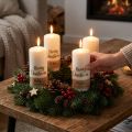 Bougies piliers de Noël 4 pièces PURE cire naturelle blanc et or 60x130 mm | Floristik24.fr