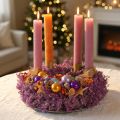 Couronne en fleurs séchées métallique violette Ø33cm avec Lepidium | Floristik24.fr