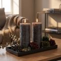 Bougies cylindriques anthracite rustiques 85x200 mm, lot de 2 | Floristik24.fr