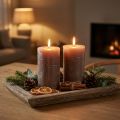 Set de 2 bougies cylindriques marron effet marbré 85×150 mm | Floristik24.fr