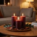 Set de 4 bougies cylindriques en cire bordeaux 70x120mm pour décoration et bien-être | Floristik24.fr