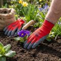 Gants de jardin en nylon rouge et gris Kixx taille 10 | Floristik24.fr