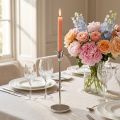 Chandelier en métal argenté pour bougie bâton 31 cm | Floristik24.fr