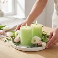 Bougies cylindriques vert tilleul en cire teintée – Lot de 2, 85×120 mm | Floristik24.fr
